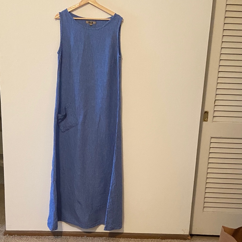 Flax Blue Striped Maxi Dress